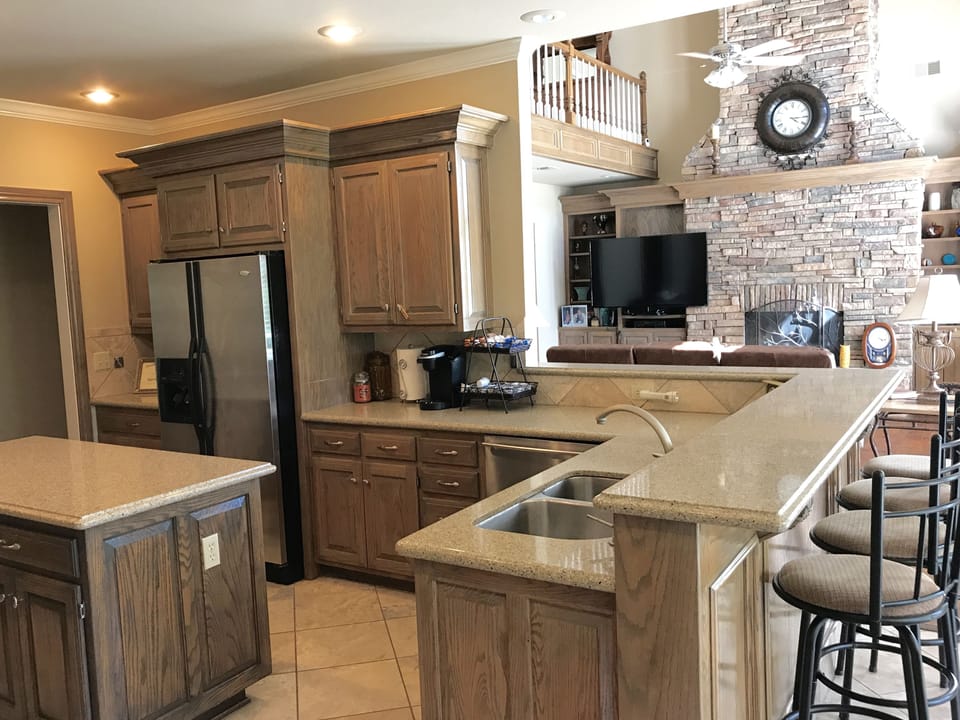 open kitchen with breakfast bar 