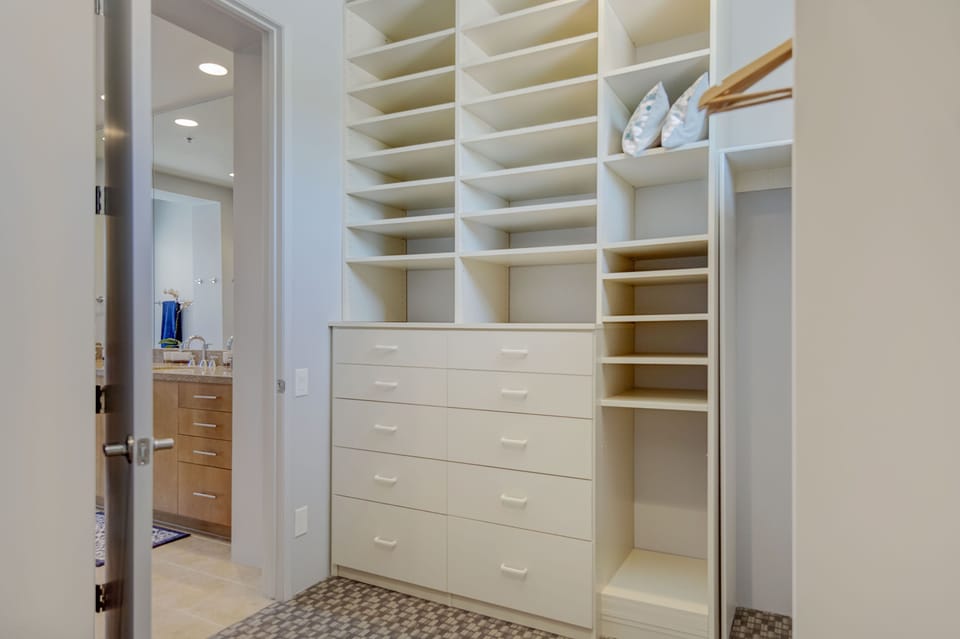 The spacious upstairs master en suite walk-in closet