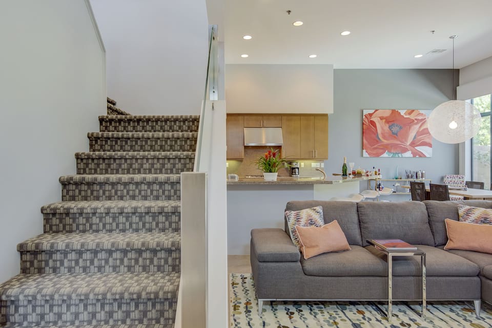 To the upstairs master en suite and balcony