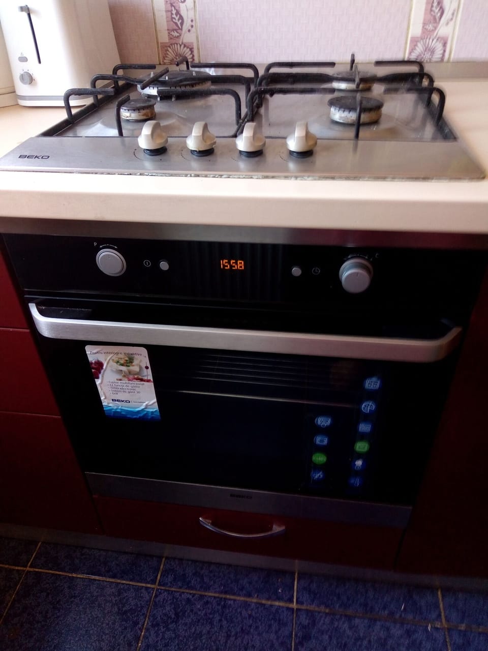 Stove and electric owen, scan the QR code for link to  kitchen tools available
