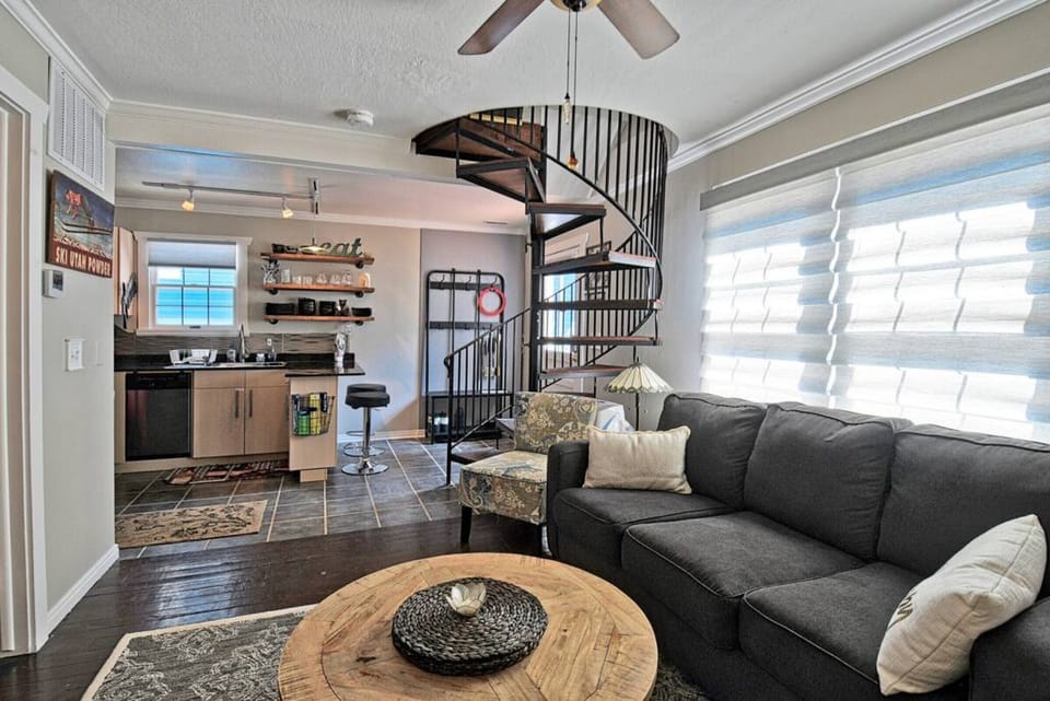 Main Living Area with Spiral Staircase up to 2nd Floor