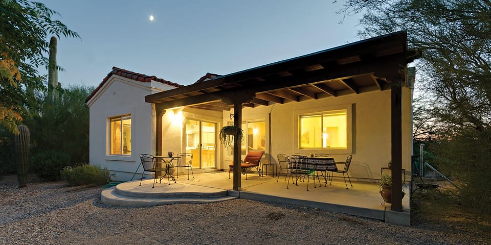 Backyard porch for enjoying bird watching and wildlife