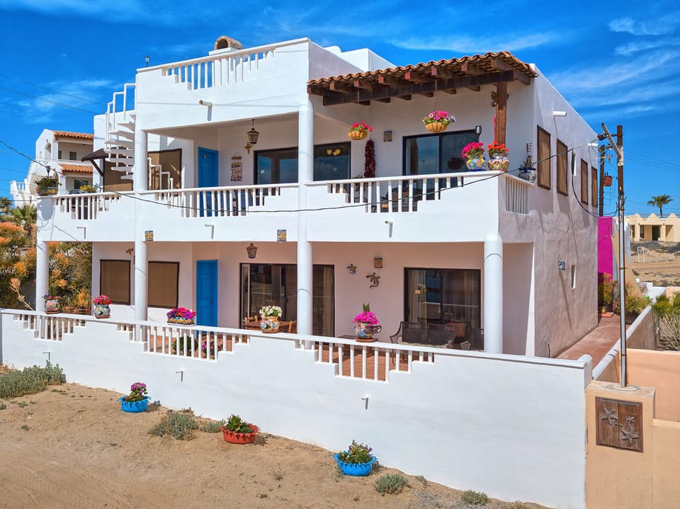 South side of home with ocean facing patios.