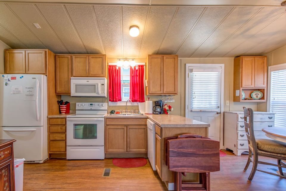 View of kitchen from den.