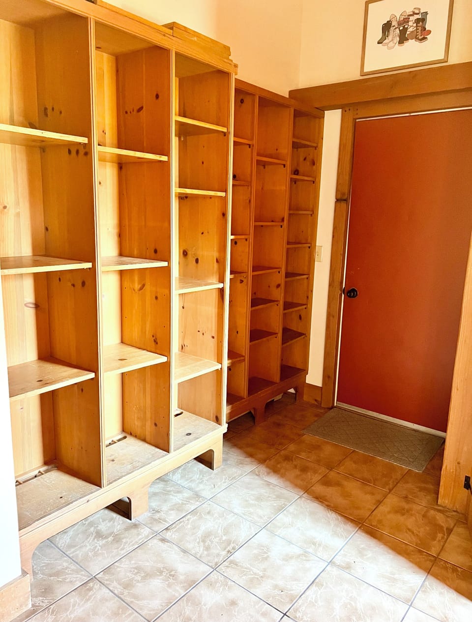 Ski storage in the mud room on the main level