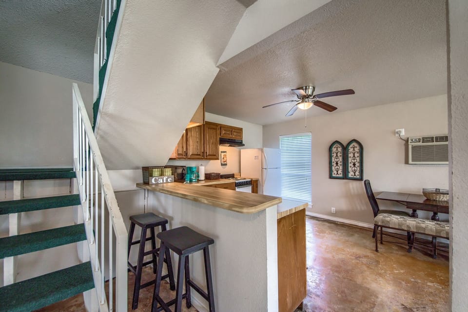 Stairs in the cottage lead to the loft.