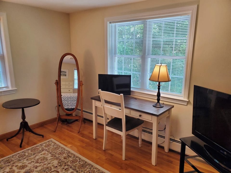 New desk and monitor in Master BR. (if you have to get work done.)