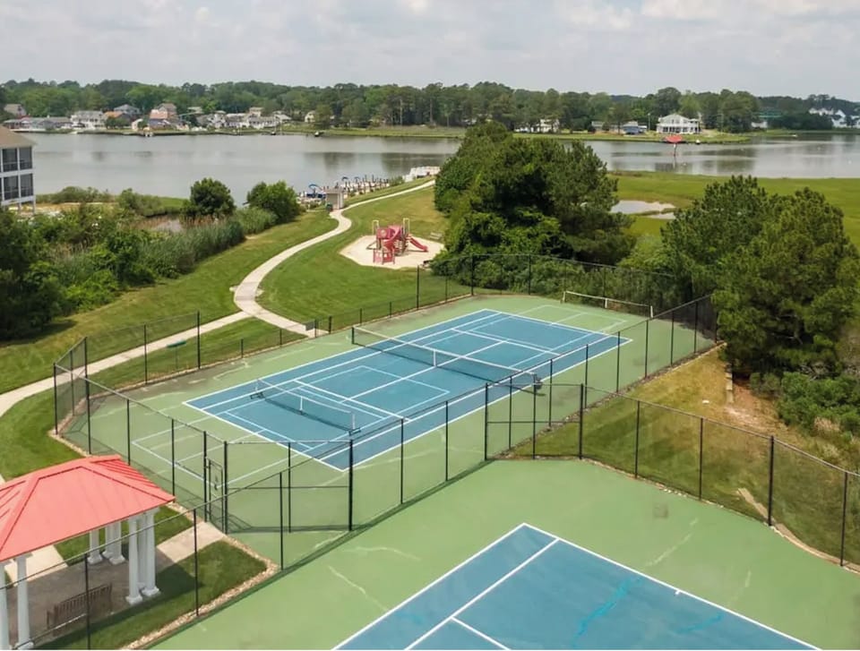 Pickleball courts. We provide 4 pickleball paddles and balls. 