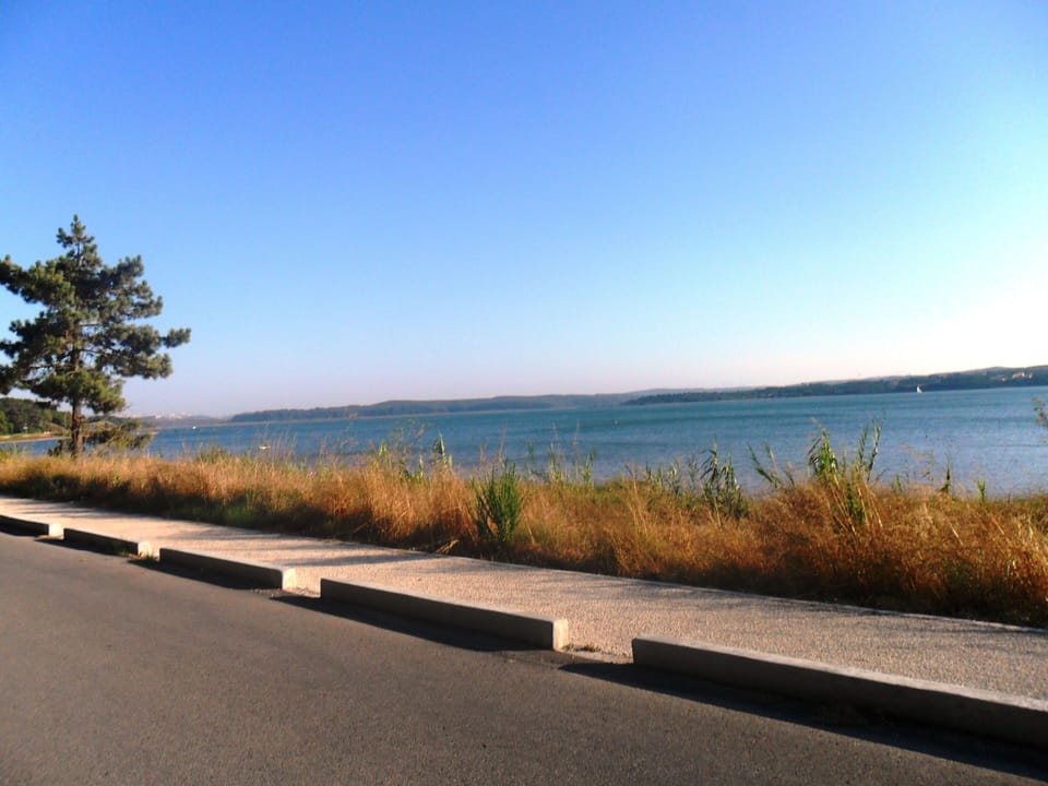 Walking path along lagoon