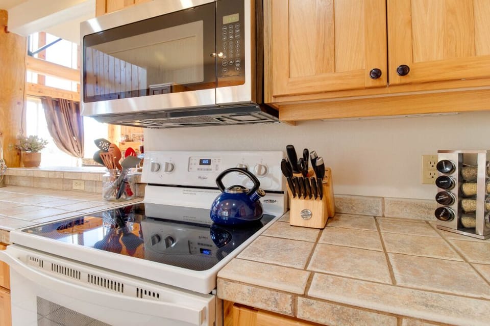 Our fully stocked kitchen has everything you need to enjoy your stay. 