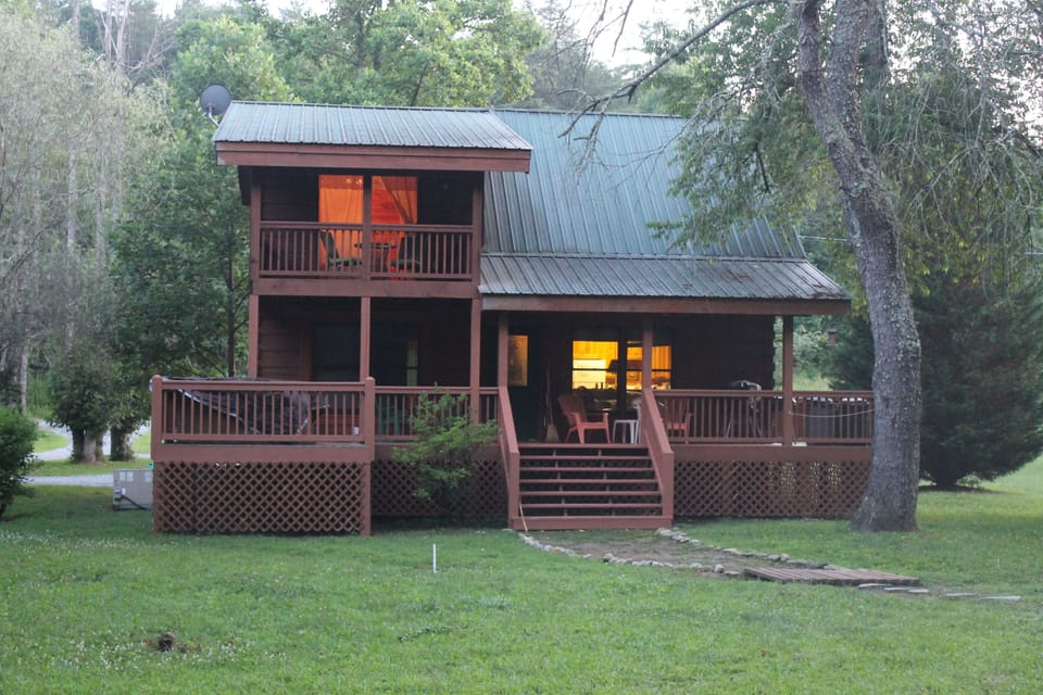 Back of Cabin with wraparound porch