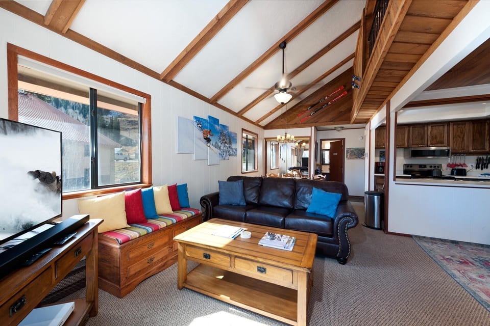 Main Living, Kitchen and Dining Spaces - Wood Burning fireplace (wood provided), TV and 2 pull out couches (queen)