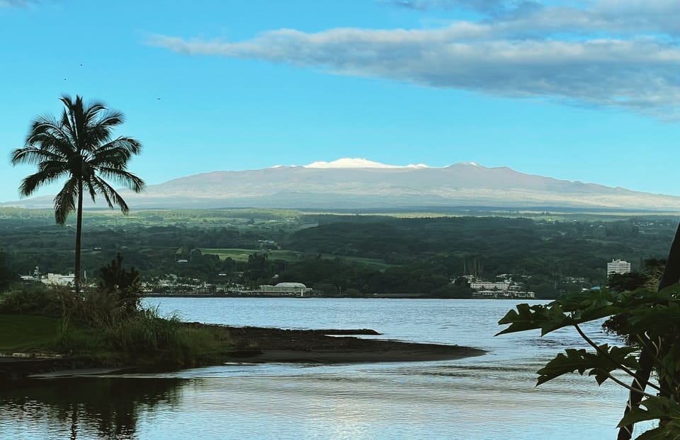 View of Mauna Kea along the Hilo bayfront during my morning walk. 