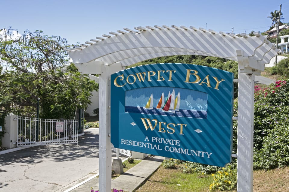 Entrance to Cowpet Bay property.