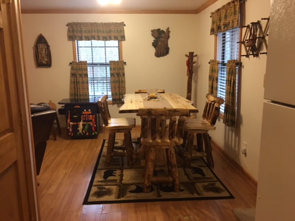 Now With Beautiful Bear Rugs & The Walls Are All Wood Now!