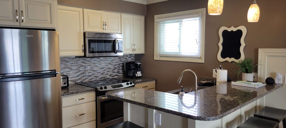 Enjoy preparing a meal with an ocean view