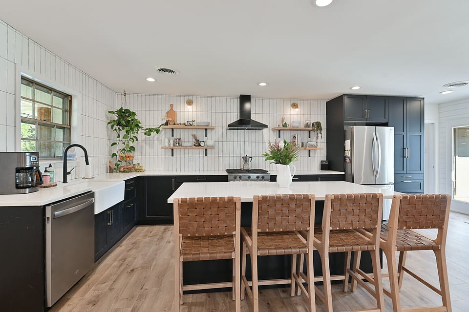 Host away from home with abundant counter space and a fully equipped kitchen. 