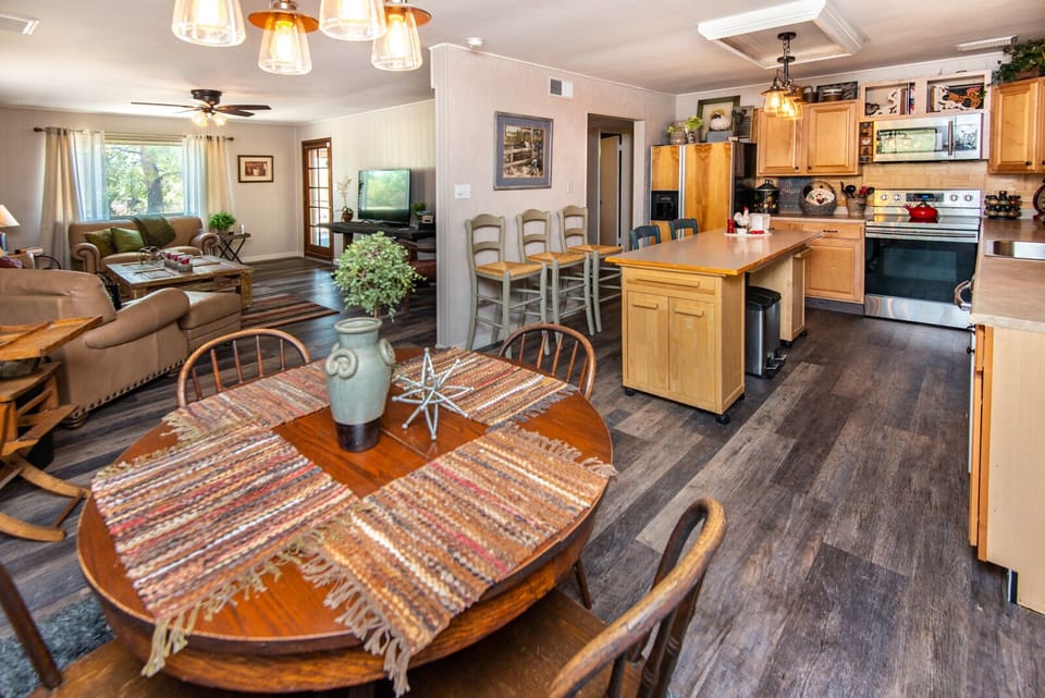 Large open kitchen, dining and living area with every convenience you might need