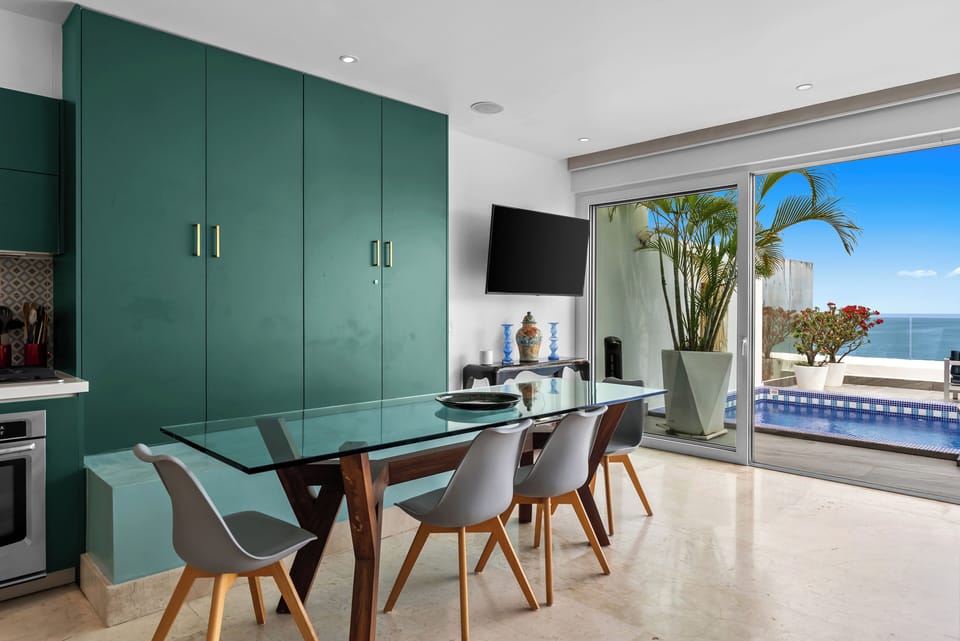 Upper level dining table