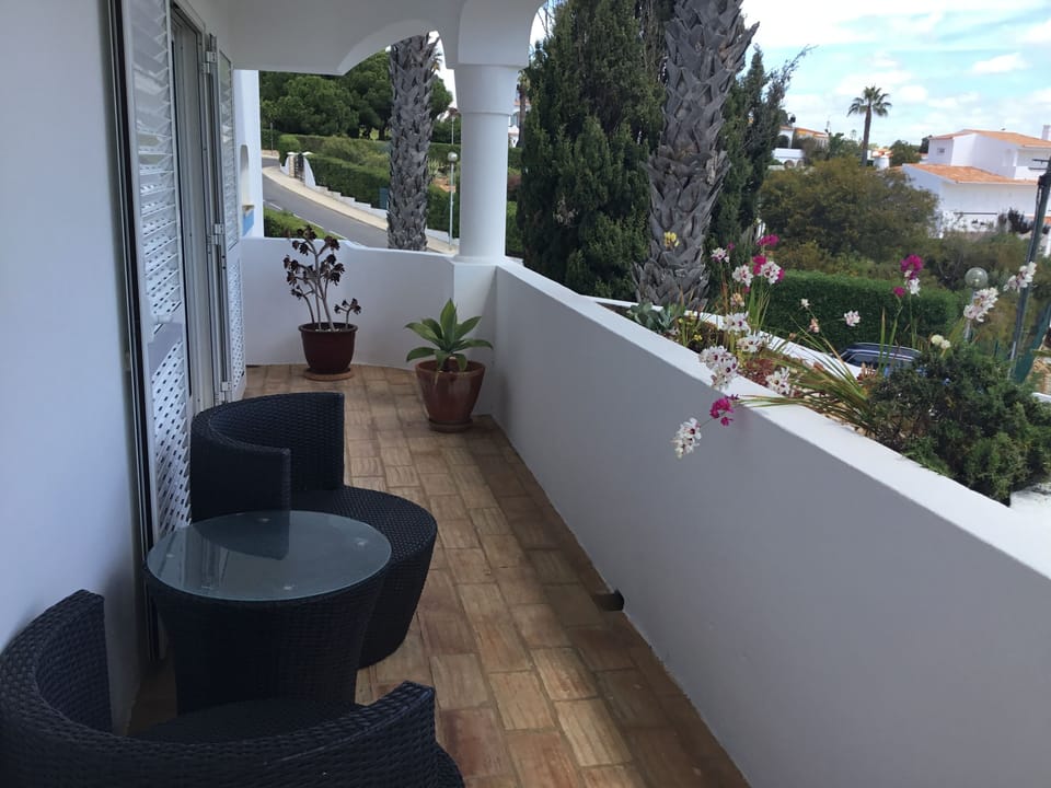 Sweeping Balcony with Flowers