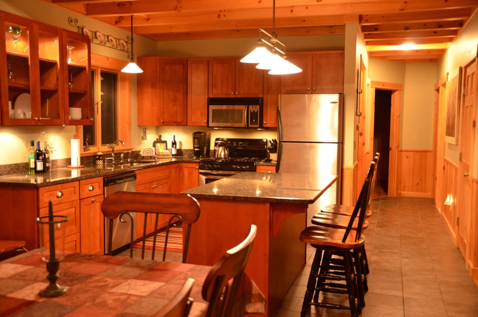 Kitchen with stainless appliances and granite counter tops