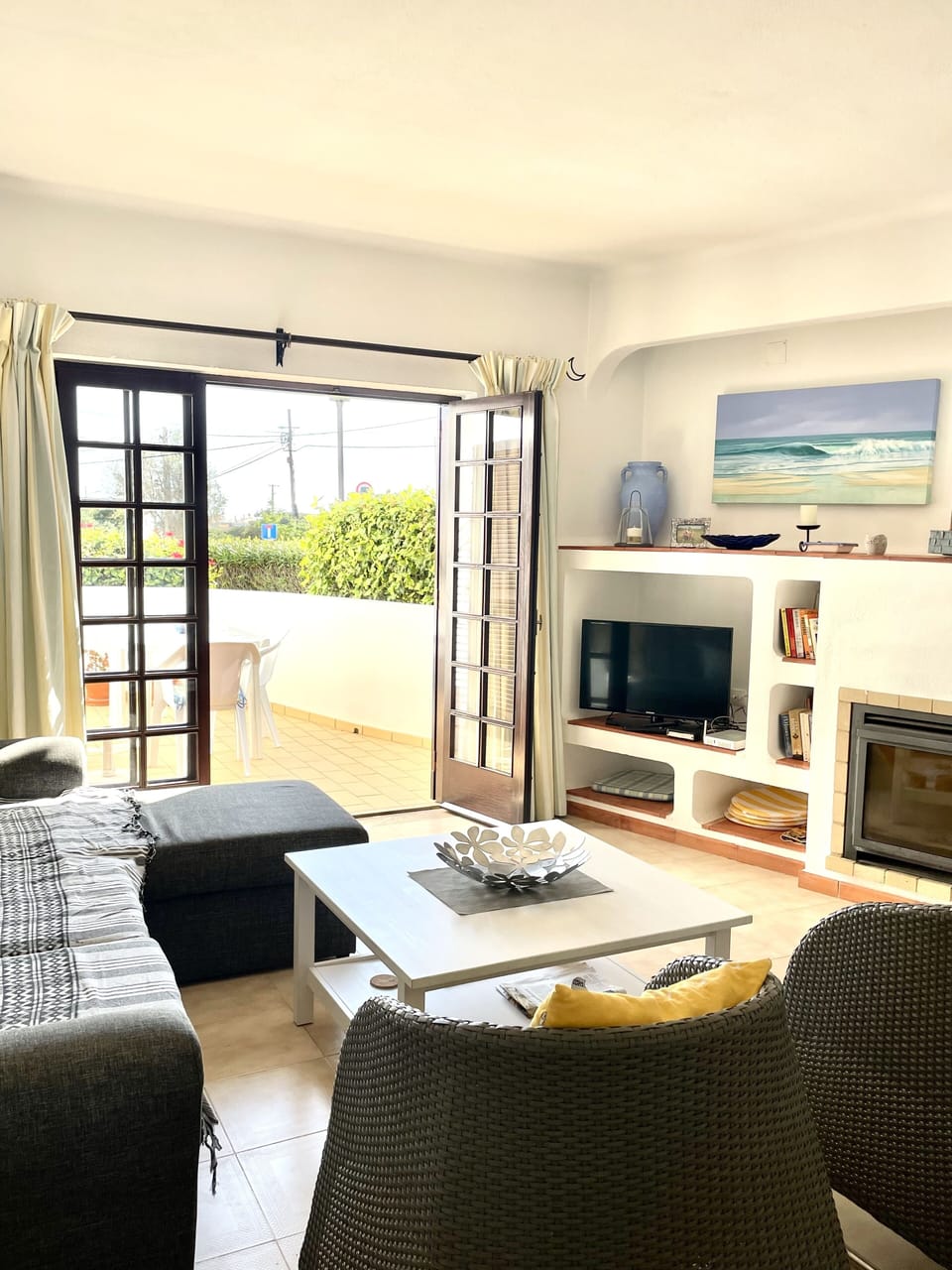 Lounge area with log burner for winter
