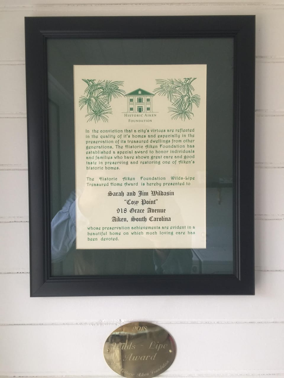 The Historic Aiken Foundation Wilds-Lipe Treasured Home Award
