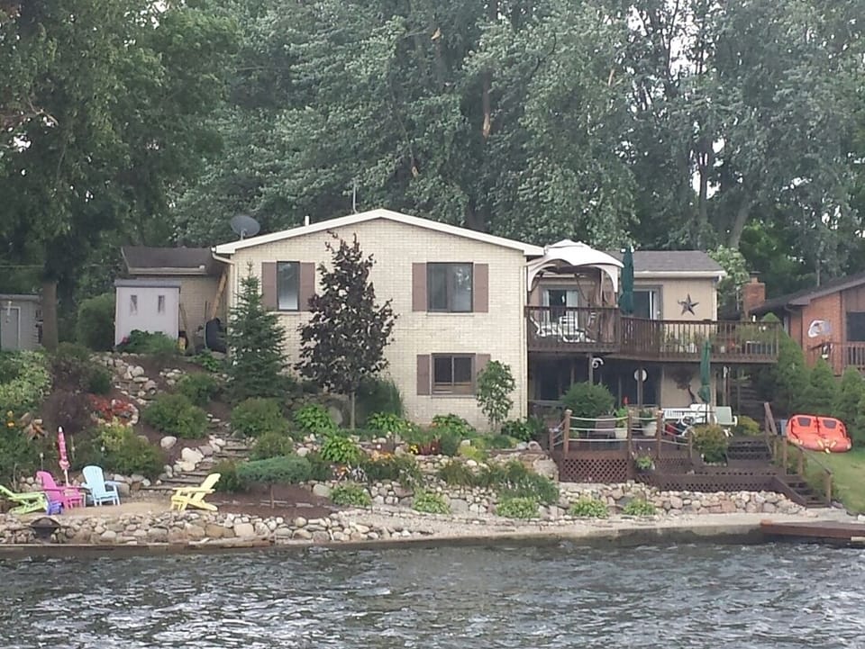 This is a view of the water front side of the house from the boat