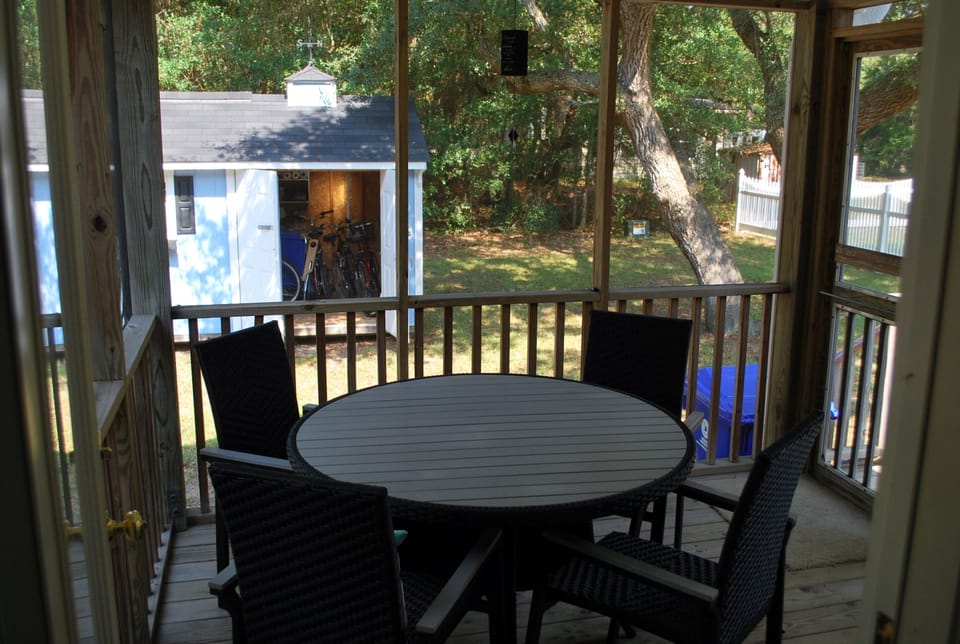 Protect yourself from cousin skeeter while you enjoy your meals on the porch.