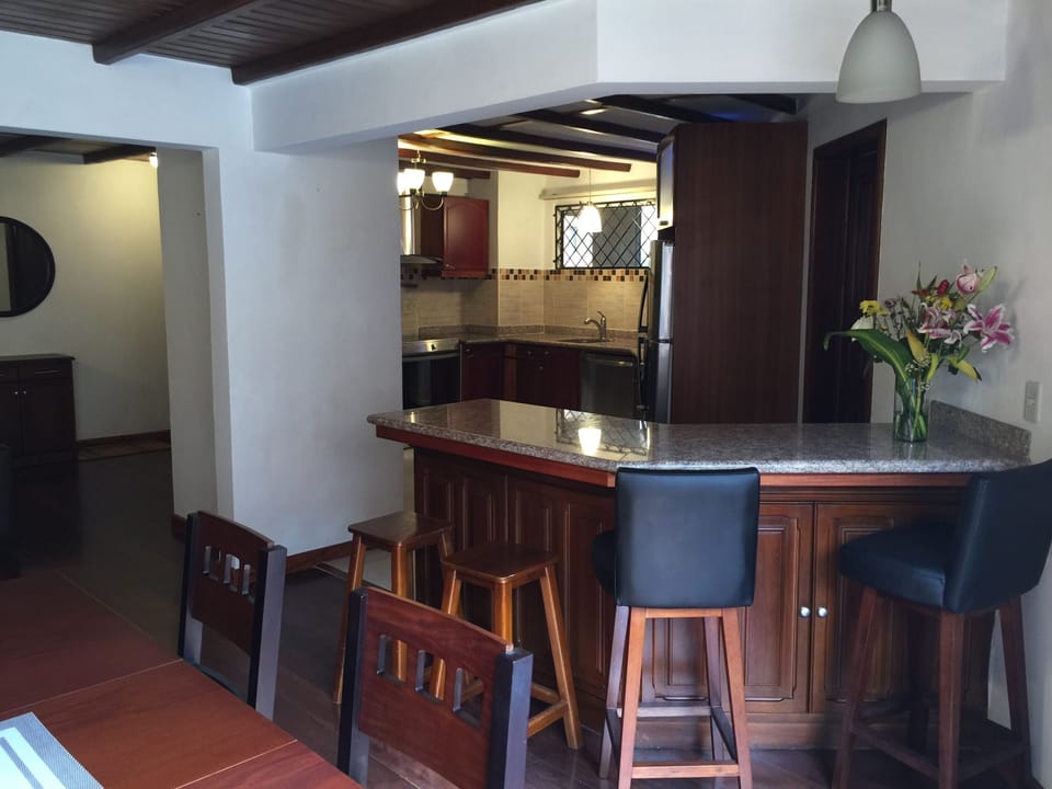 View of kitchen from island
