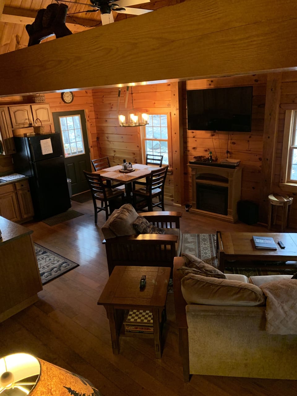 Family room and kitchen from steps