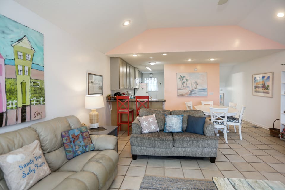 Living Room, Dining & Kitchen