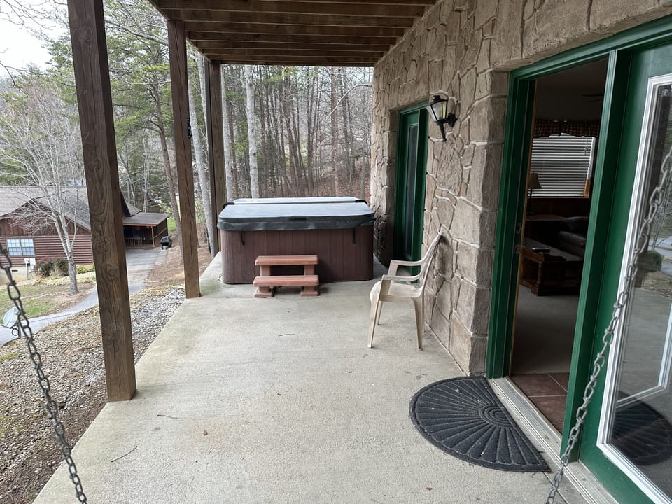 Hot Tub On Bottom floor Deck Outside