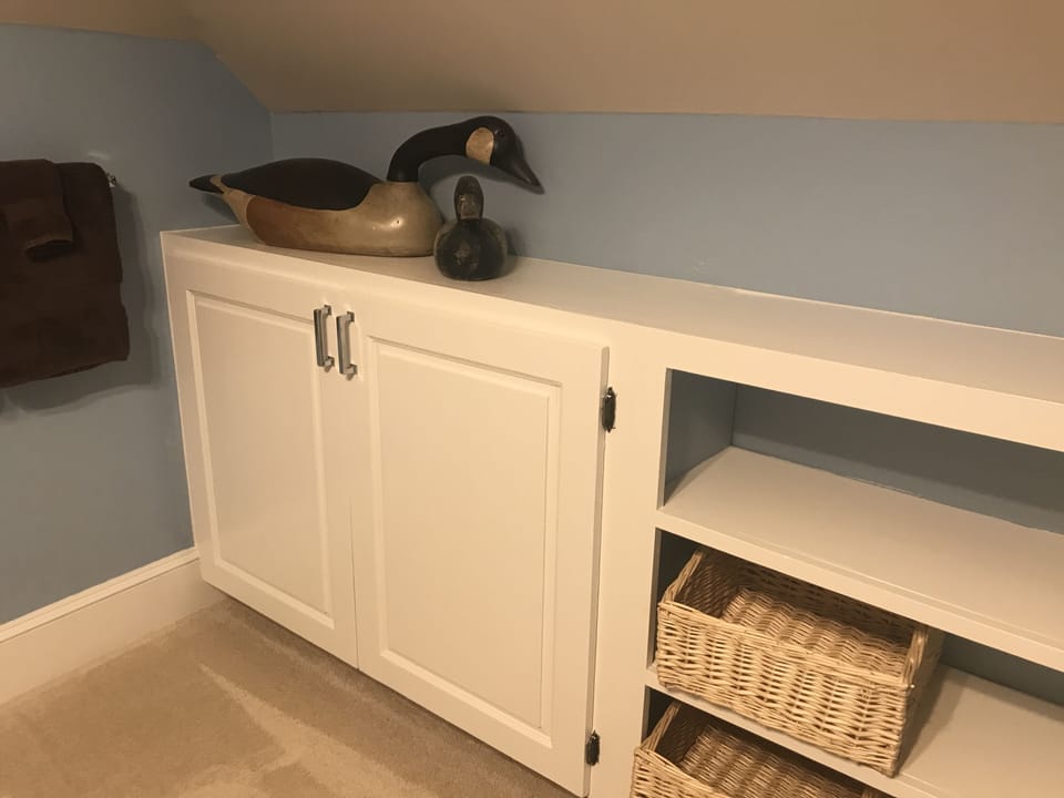 Plenty of storage and shelf space in the master suite second bathroom.