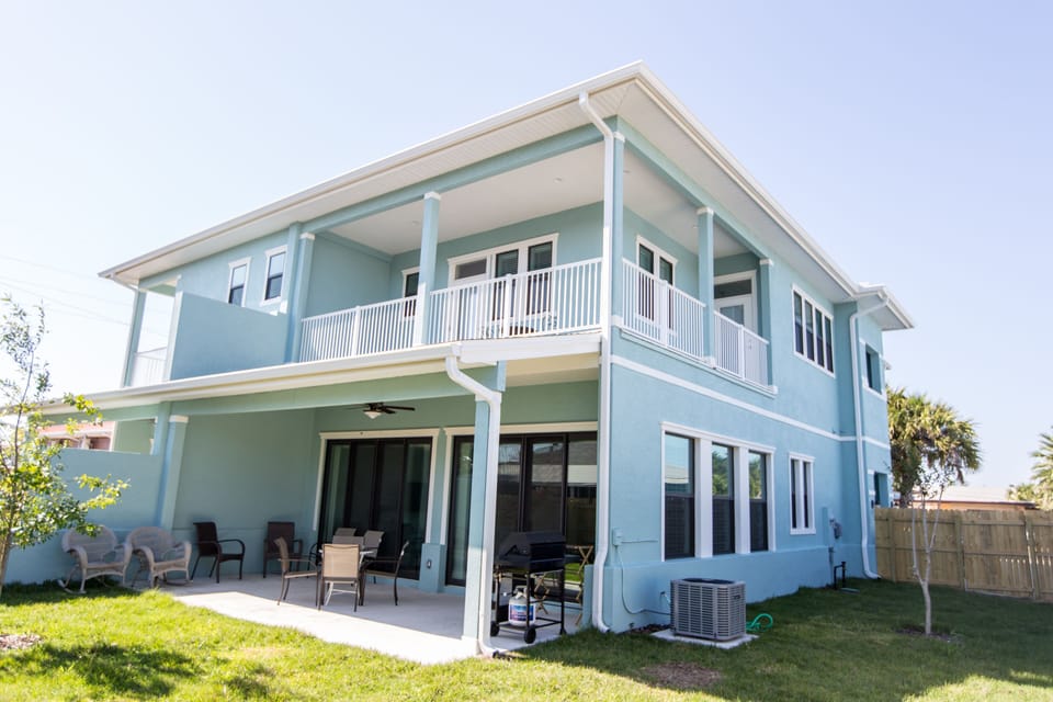 Rear patios with gas grill