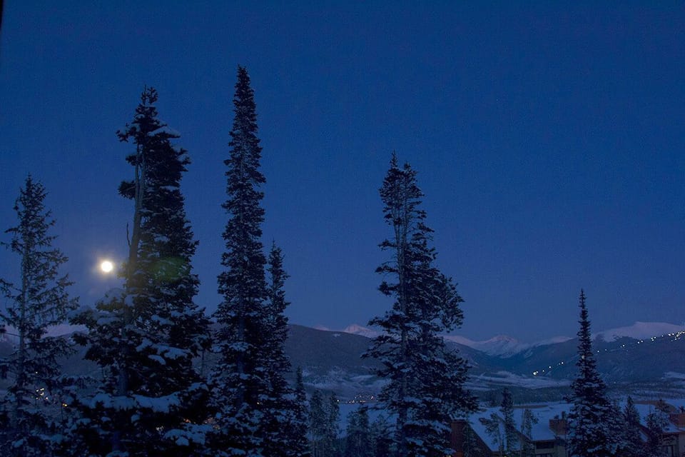 View From BR: Full Moon over the Continental Divide + Lights of Keystone 