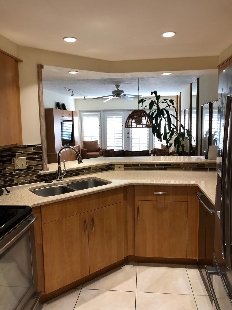 Kitchen view to living area  