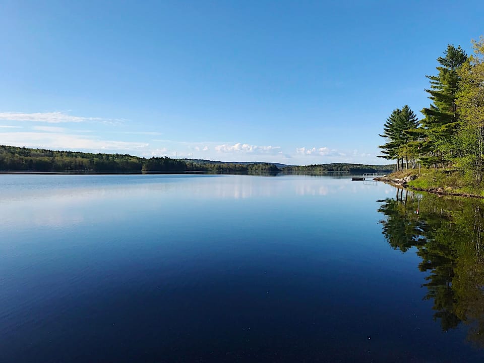 View of beautiful Falls Lake from the dock