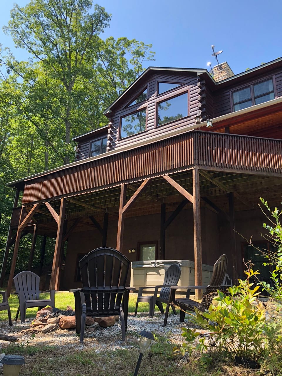 Back view of the home, three levels