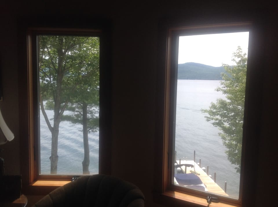 View from living room of lake & dock
