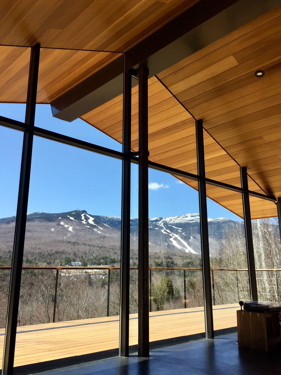 Mt. Mansfield ski slopes from the living room.