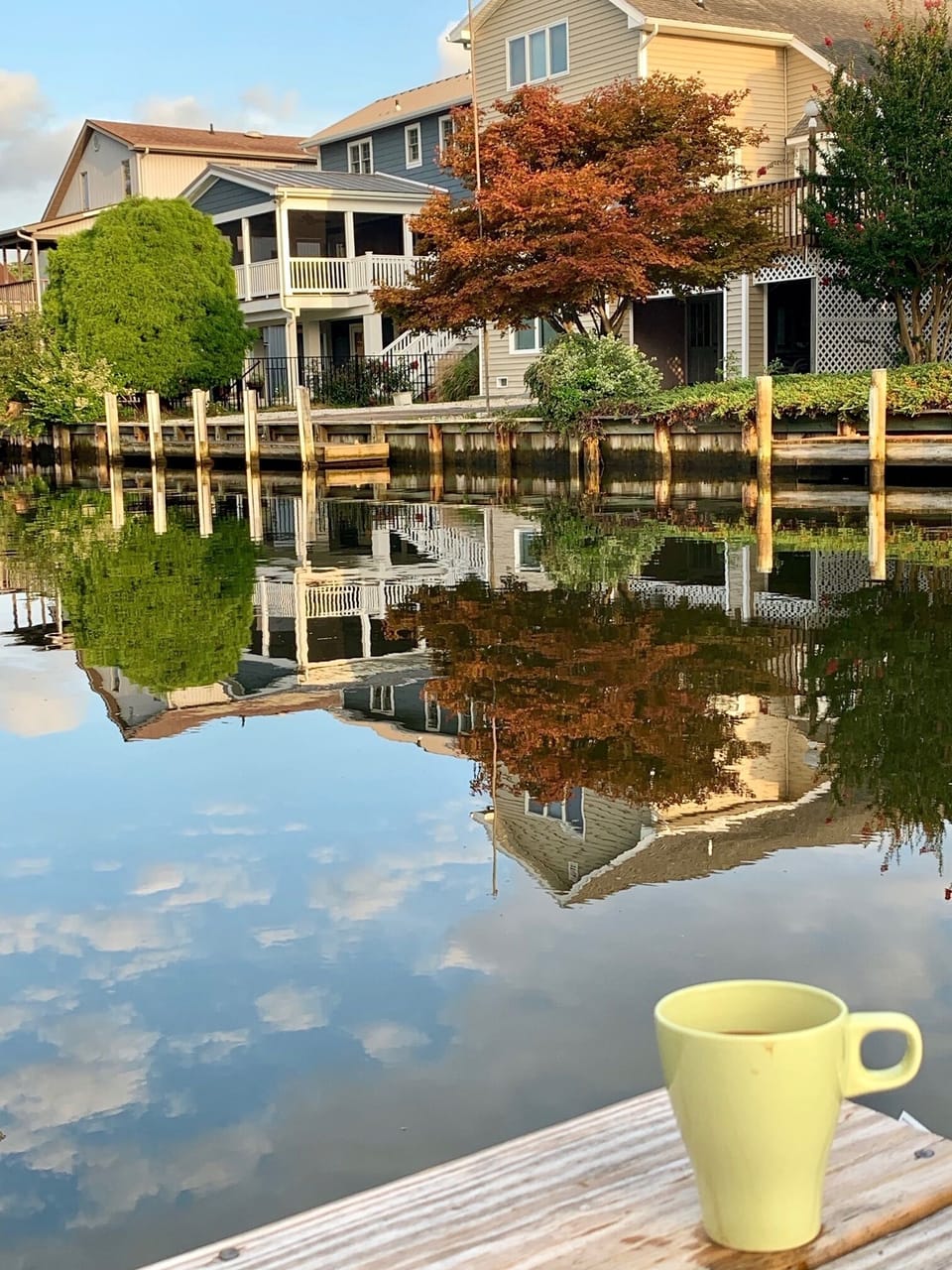 Morning coffee on the dock
