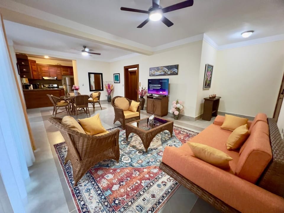 View from Living Room to Dining Room to Kitchen.