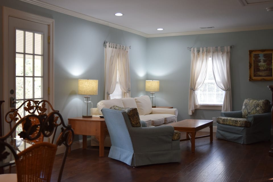 Enjoy the Golf Channel on the 50" TV screen.