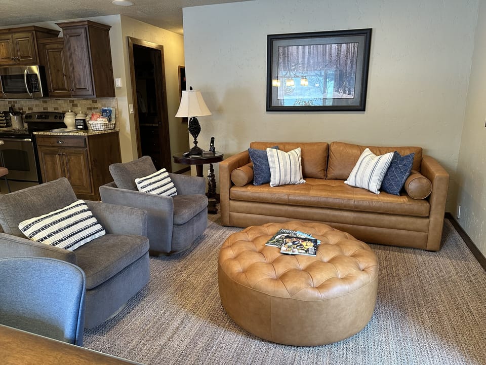 Living room- couch has a queen pull out bed