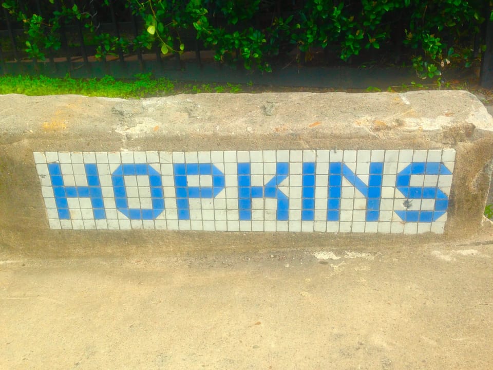 Original street curbs had street names in tile