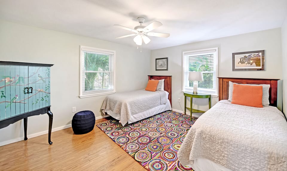 Two cozy twin beds—perfect for friends or siblings—comfortable and convenient!

