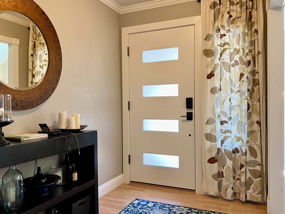 View toward front door in entry hall.