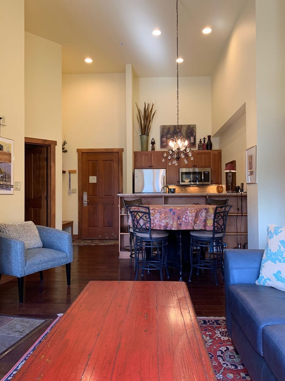 The kitchen & living area are open concept.