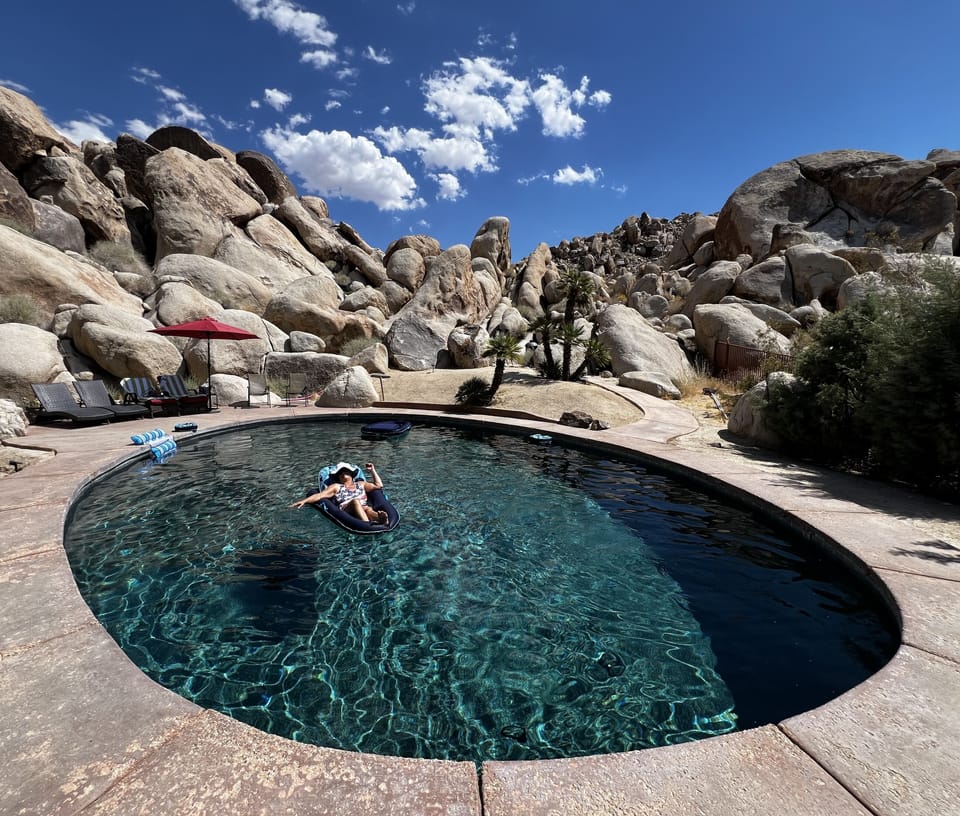 36 foot salt water pool with cobalt blue and black pebble gemstone bottom.
